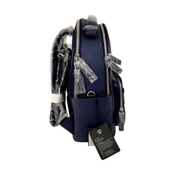 New MCM Blue & Black Camo Print Leather Stark Backpack main image 2
